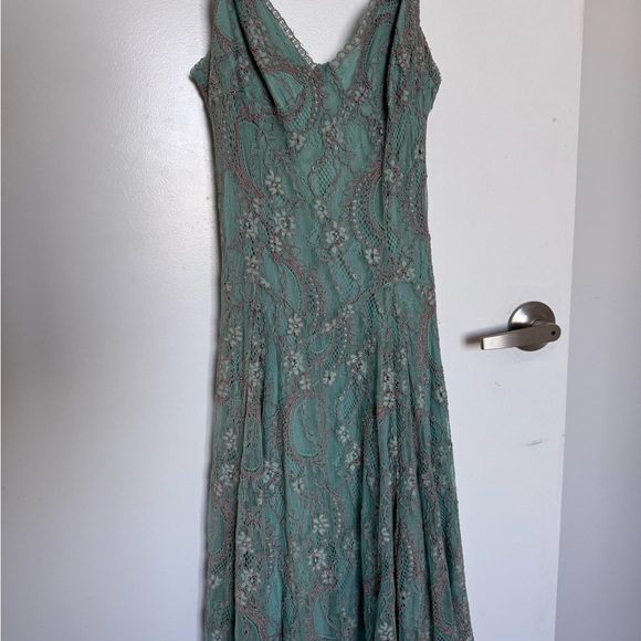 Free People Light Blue Lace A-Line Knee Length V-Neck Dress Size 4 - Picture 3 of 10